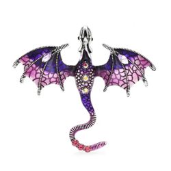 Purple Dragon Pin/Pendant - Enamel and Rhinestones